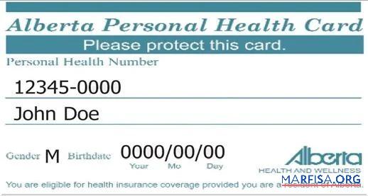 Printable Alberta health insurance card example